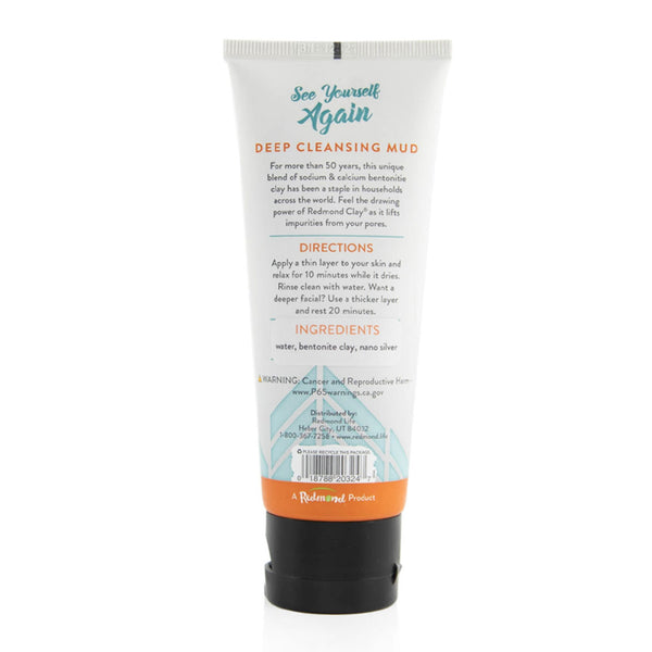 White tube of Redmond "See Yourself Again" Deep Cleansing Mud displayed against a white background. 
